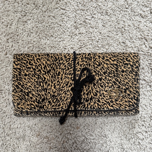 Dior Handbags - Vintage Christian Dior CD Logo Leopard Canvas Travel Jewelry Makeup Organizer